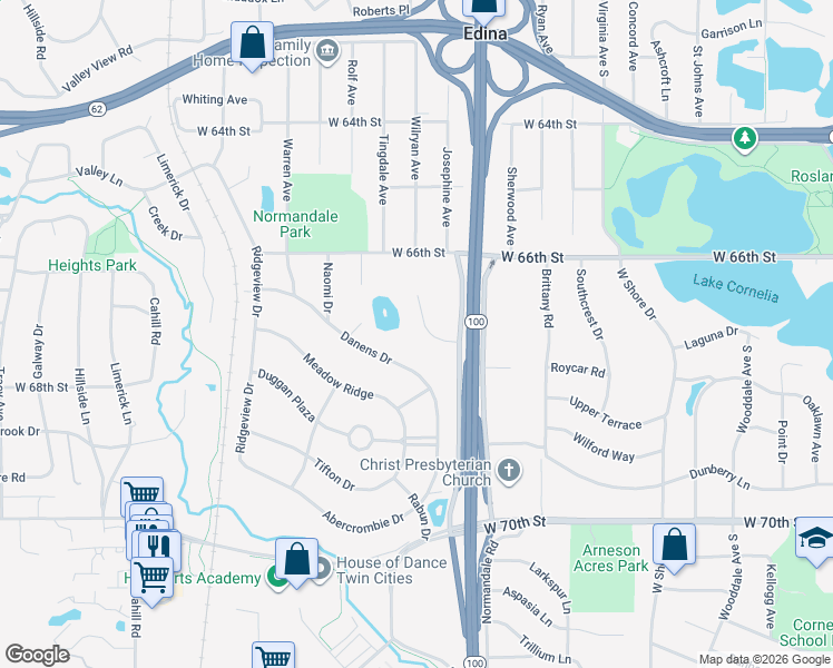 map of restaurants, bars, coffee shops, grocery stores, and more near 5015 Nob Hill Drive in Minneapolis
