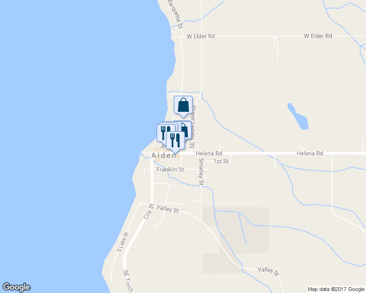 map of restaurants, bars, coffee shops, grocery stores, and more near 9046 Helena Rd in Antrim