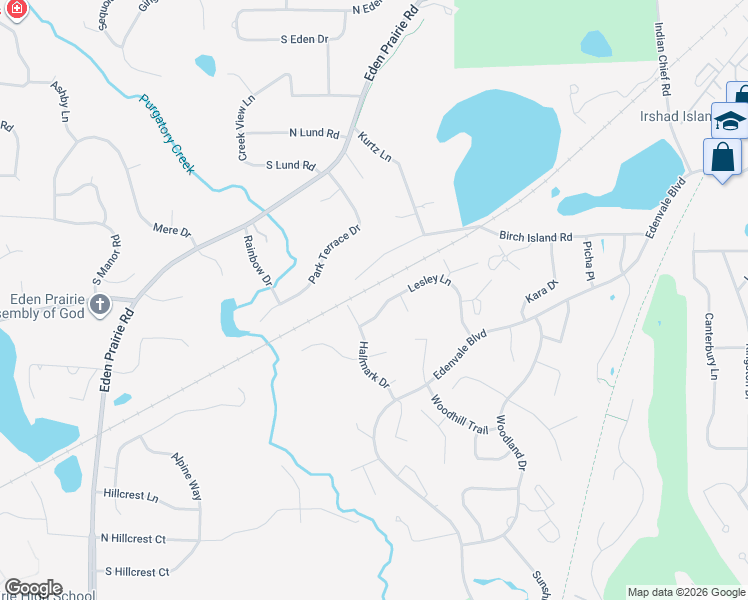 map of restaurants, bars, coffee shops, grocery stores, and more near 6729 Hallmark Drive in Eden Prairie