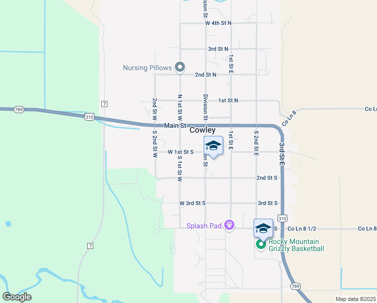 map of restaurants, bars, coffee shops, grocery stores, and more near 35 1st Street South in Cowley