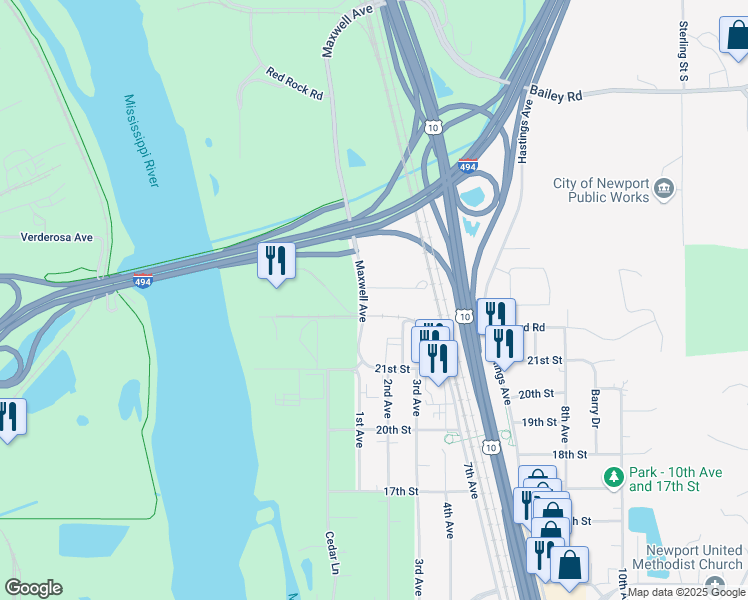 map of restaurants, bars, coffee shops, grocery stores, and more near 150 Red Rock Crossing in Newport