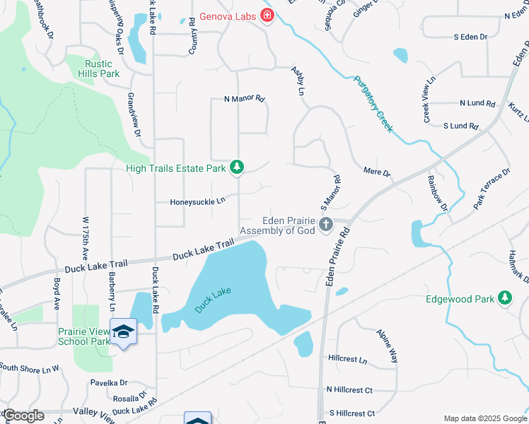 map of restaurants, bars, coffee shops, grocery stores, and more near 6712 Sunburst Drive in Eden Prairie