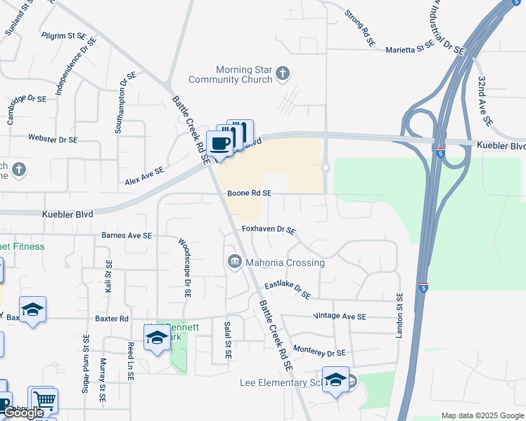map of restaurants, bars, coffee shops, grocery stores, and more near 5095 Cultus Avenue Southeast in Salem
