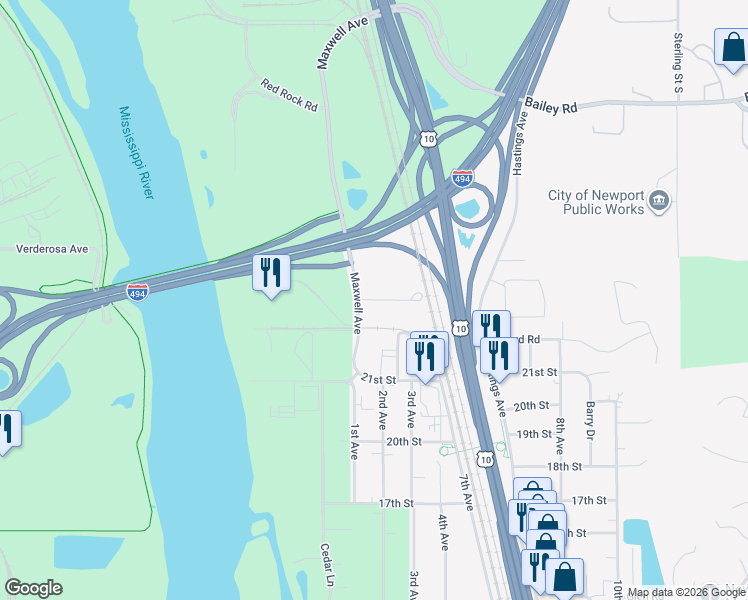 map of restaurants, bars, coffee shops, grocery stores, and more near 175 Red Rock Crossing in Newport