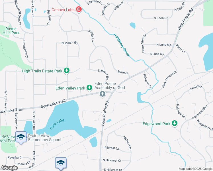 map of restaurants, bars, coffee shops, grocery stores, and more near 16380 Adret Court in Eden Prairie