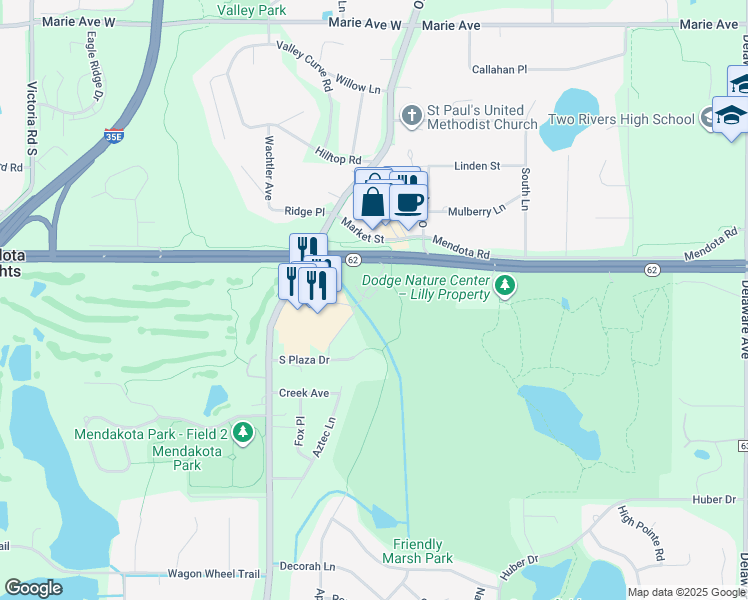 map of restaurants, bars, coffee shops, grocery stores, and more near 700 Highway 110 in Mendota Heights
