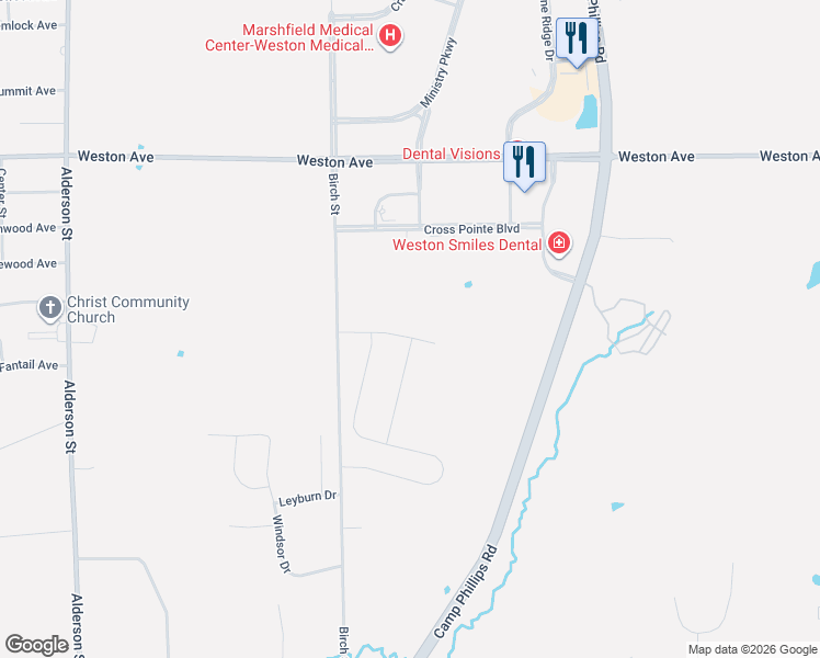 map of restaurants, bars, coffee shops, grocery stores, and more near 8111 Birch Street in Weston