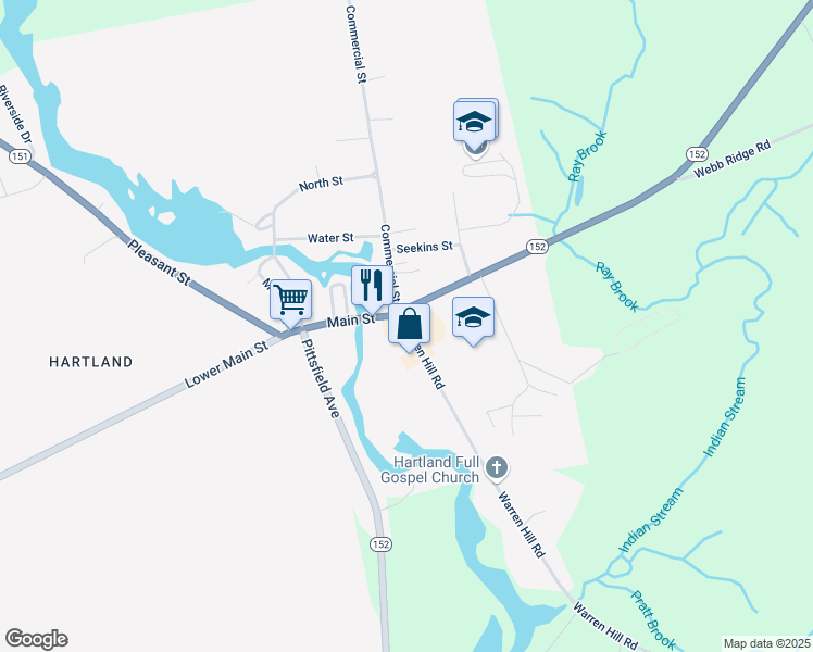 map of restaurants, bars, coffee shops, grocery stores, and more near 10 Elm Street in Hartland