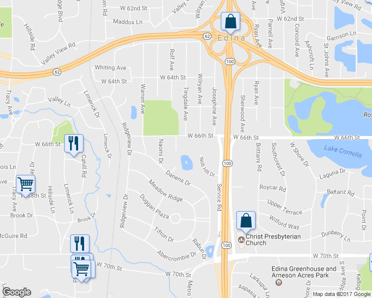 map of restaurants, bars, coffee shops, grocery stores, and more near 5109 West 66th Street in Minneapolis