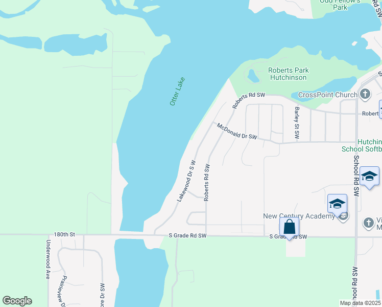 map of restaurants, bars, coffee shops, grocery stores, and more near 690 Lakewood Drive South West in Hutchinson