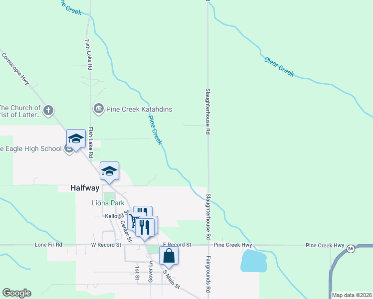 map of restaurants, bars, coffee shops, grocery stores, and more near 46188 Slaughterhouse Road in Halfway