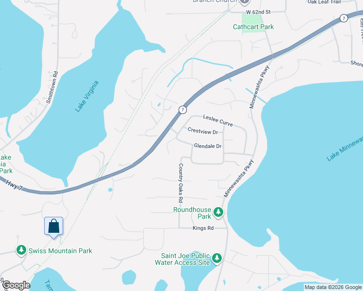 map of restaurants, bars, coffee shops, grocery stores, and more near 4010 Glendale Drive in Excelsior