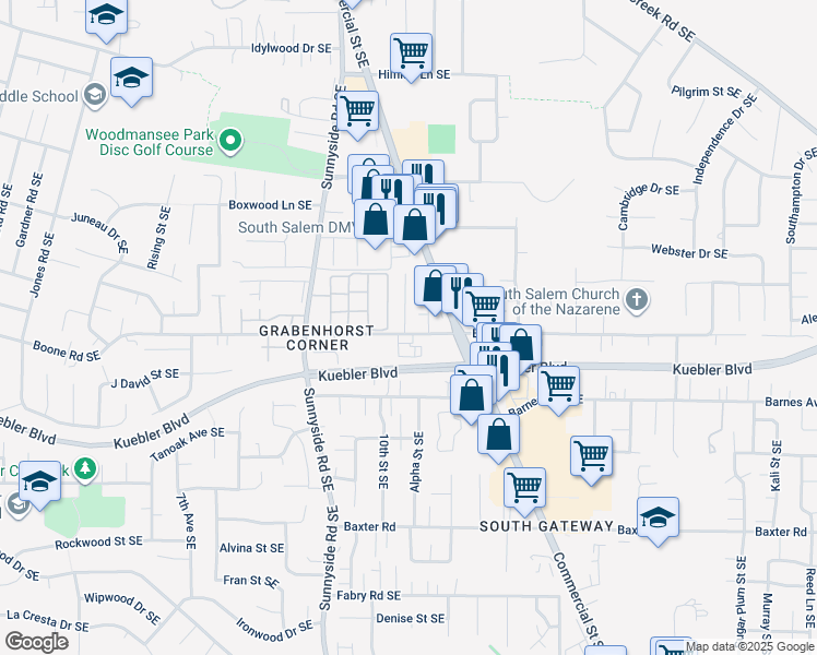 map of restaurants, bars, coffee shops, grocery stores, and more near 4976 Suzanne Lea Street Southeast in Salem