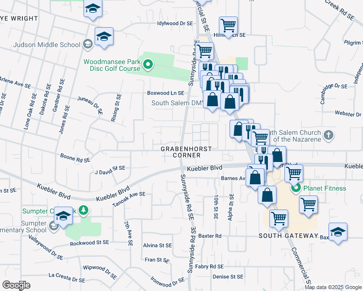 map of restaurants, bars, coffee shops, grocery stores, and more near in Salem