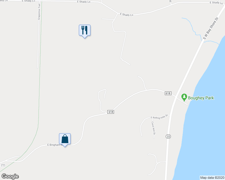 map of restaurants, bars, coffee shops, grocery stores, and more near 9797 East Bingham Road in Traverse City