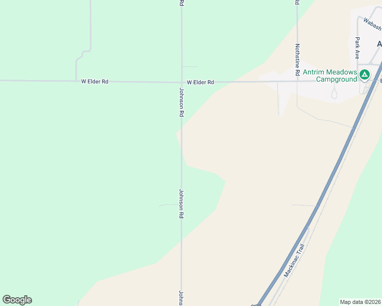 map of restaurants, bars, coffee shops, grocery stores, and more near 10285 Johnson Road in Mancelona