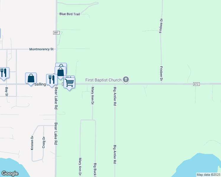 map of restaurants, bars, coffee shops, grocery stores, and more near 2264 Big Antler Road in Lewiston