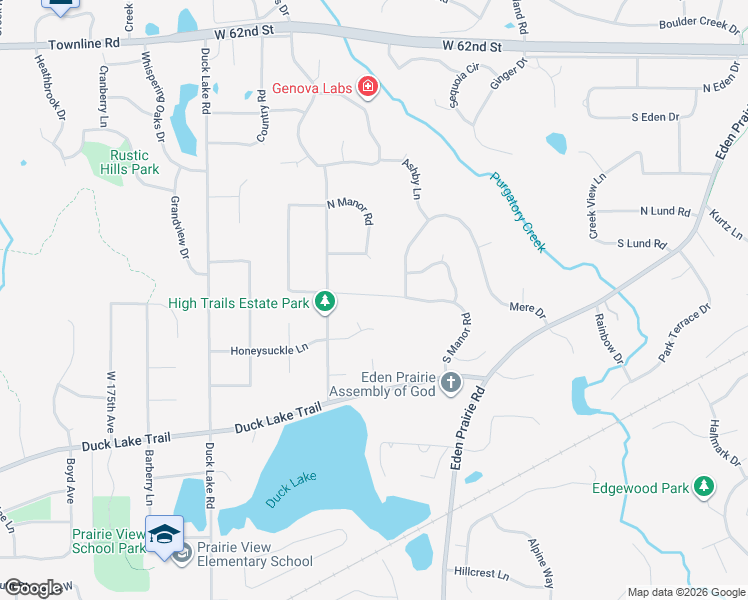 map of restaurants, bars, coffee shops, grocery stores, and more near 6591 168th Avenue West in Eden Prairie