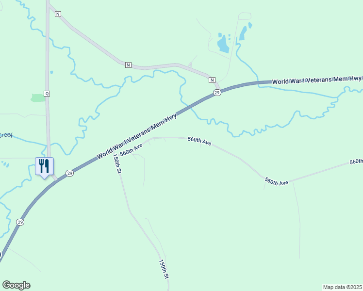 map of restaurants, bars, coffee shops, grocery stores, and more near E1540 560th Avenue in Menomonie