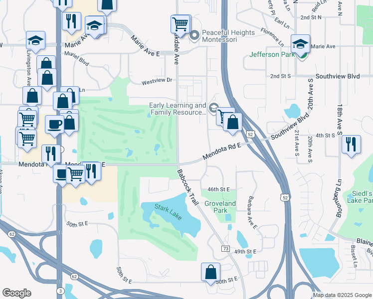 map of restaurants, bars, coffee shops, grocery stores, and more near 2045 Christensen Avenue in Saint Paul