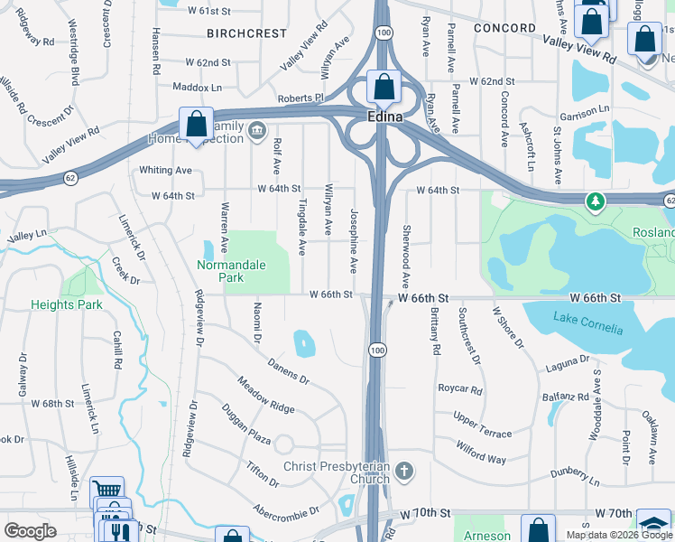 map of restaurants, bars, coffee shops, grocery stores, and more near 6517 Wilryan Avenue in Minneapolis
