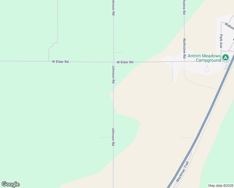 map of restaurants, bars, coffee shops, grocery stores, and more near 10285 Johnson Road in Mancelona