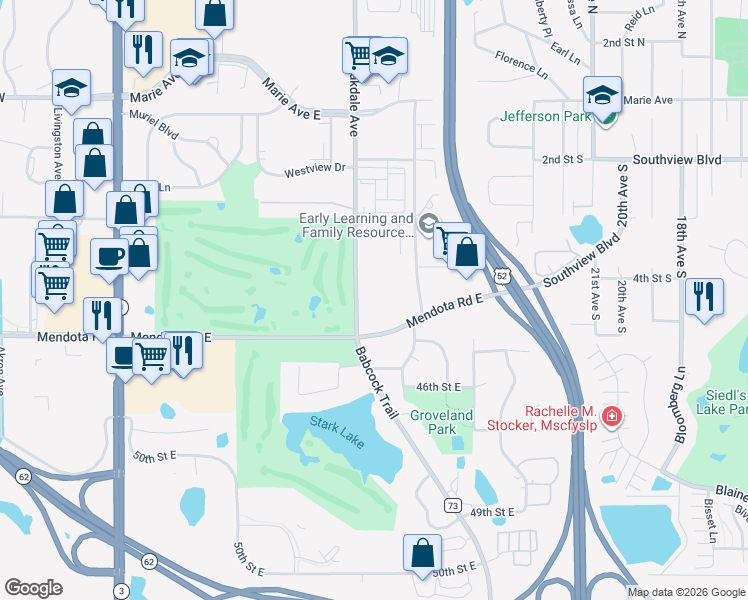 map of restaurants, bars, coffee shops, grocery stores, and more near 2045 Christensen Avenue in Saint Paul