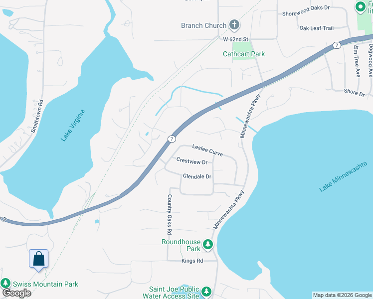 map of restaurants, bars, coffee shops, grocery stores, and more near 4000 Leslee Curve in Excelsior