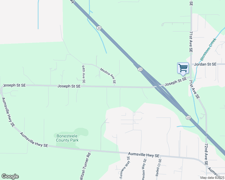 map of restaurants, bars, coffee shops, grocery stores, and more near 6606 Joseph Street Southeast in Salem