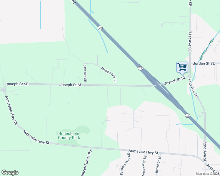 map of restaurants, bars, coffee shops, grocery stores, and more near 6576 Joseph Street Southeast in Salem