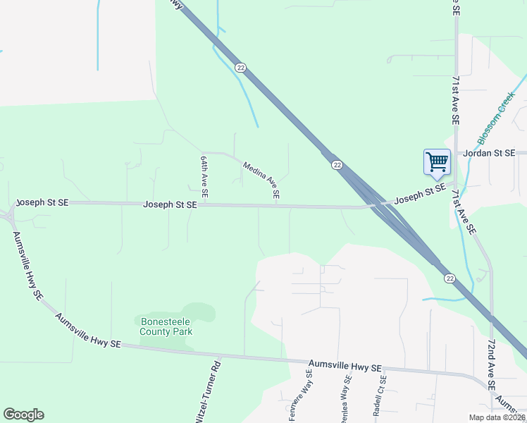 map of restaurants, bars, coffee shops, grocery stores, and more near 6606 Joseph Street Southeast in Salem
