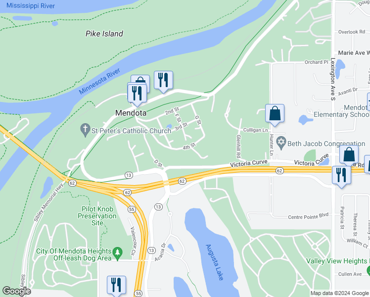 map of restaurants, bars, coffee shops, grocery stores, and more near 1400 4th Street in Saint Paul