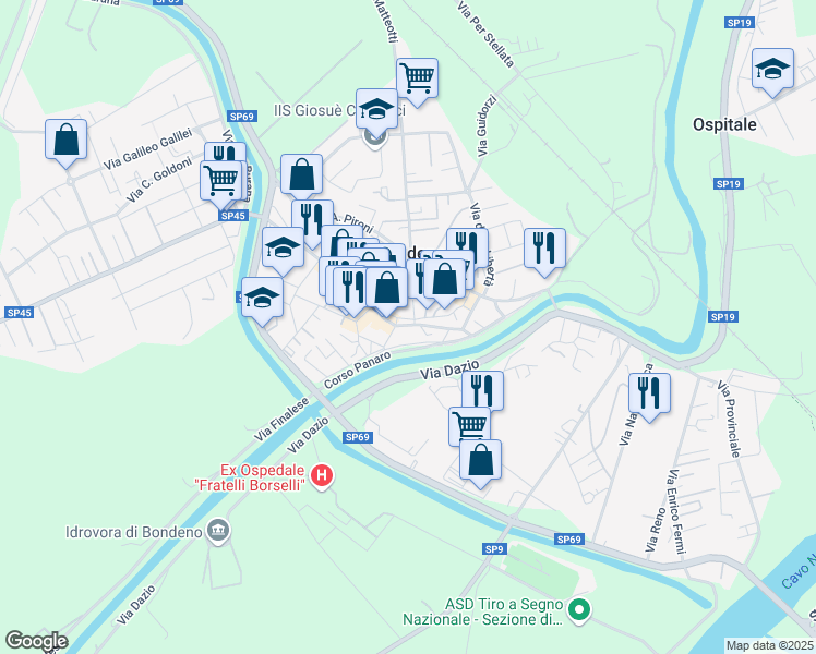 map of restaurants, bars, coffee shops, grocery stores, and more near 10 Piazza Giuseppe Garibaldi in Bondeno