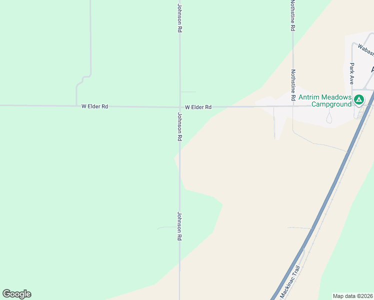 map of restaurants, bars, coffee shops, grocery stores, and more near 10285 Johnson Road in Mancelona