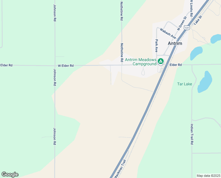 map of restaurants, bars, coffee shops, grocery stores, and more near 434 Elder Road in Mancelona