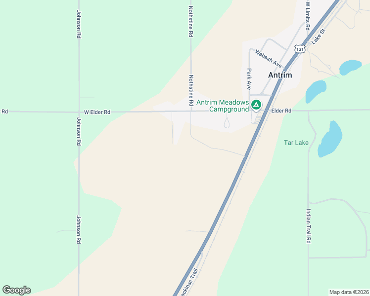 map of restaurants, bars, coffee shops, grocery stores, and more near 514 Elder Road in Mancelona