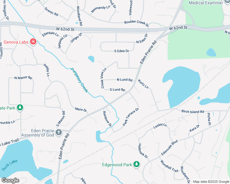map of restaurants, bars, coffee shops, grocery stores, and more near 15801 South Lund Road in Eden Prairie