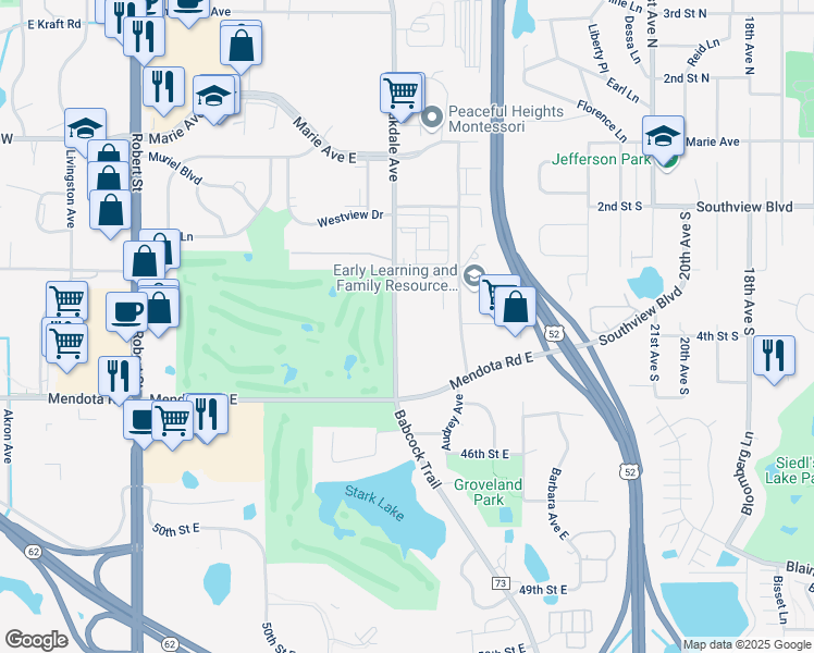 map of restaurants, bars, coffee shops, grocery stores, and more near in West Saint Paul