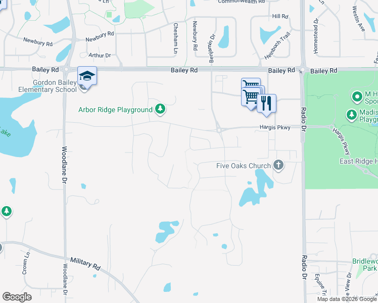 map of restaurants, bars, coffee shops, grocery stores, and more near 4286 Corn Silk Lane in Woodbury
