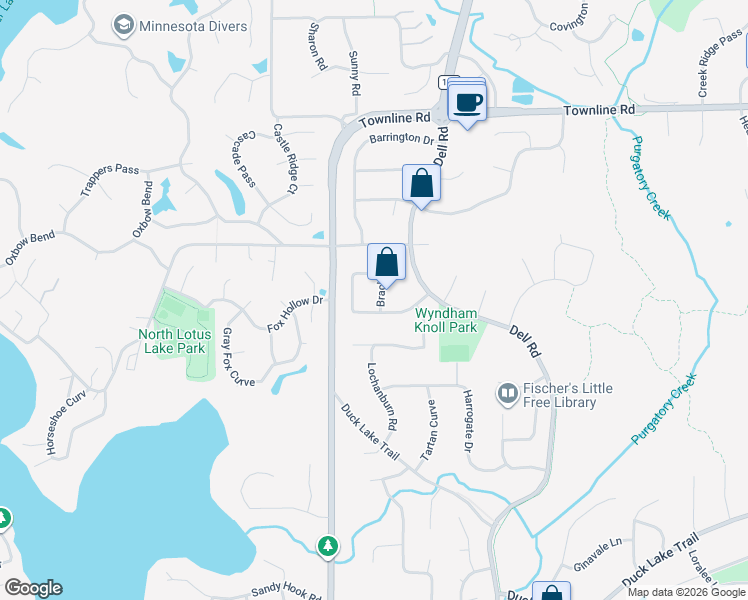 map of restaurants, bars, coffee shops, grocery stores, and more near 6484 Brackett Road in Eden Prairie