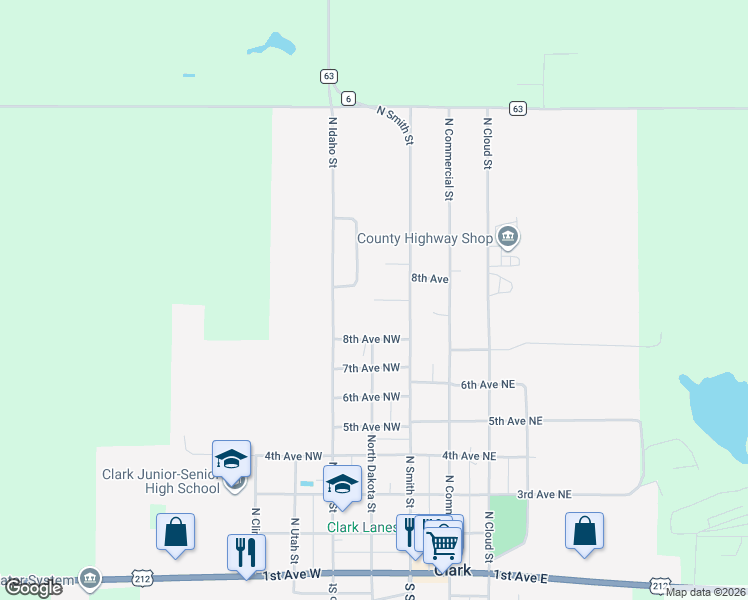 map of restaurants, bars, coffee shops, grocery stores, and more near 398 9th Ave NW in Clark