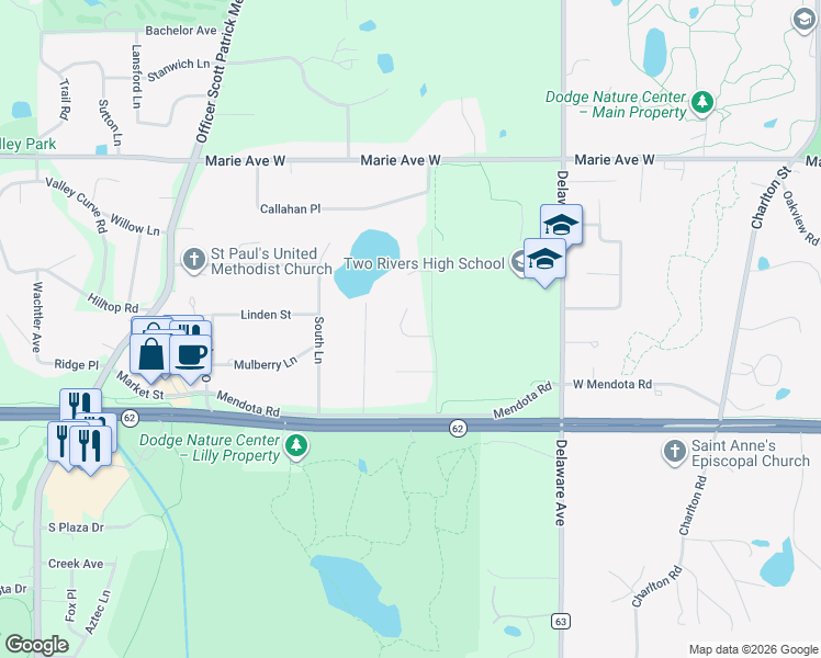 map of restaurants, bars, coffee shops, grocery stores, and more near 600 High Ridge Circle in Mendota Heights