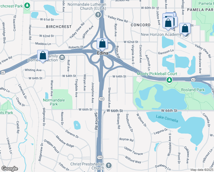 map of restaurants, bars, coffee shops, grocery stores, and more near 6424 Sherwood Avenue in Minneapolis