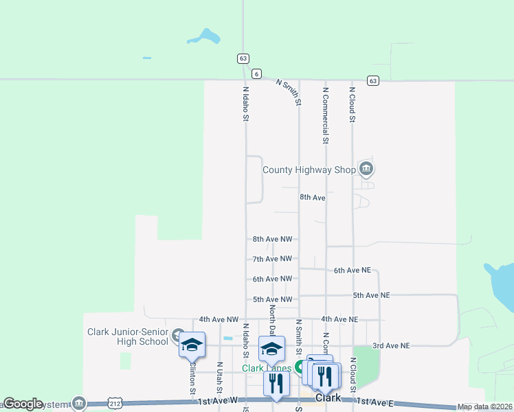map of restaurants, bars, coffee shops, grocery stores, and more near 398 9th Ave NW in Clark