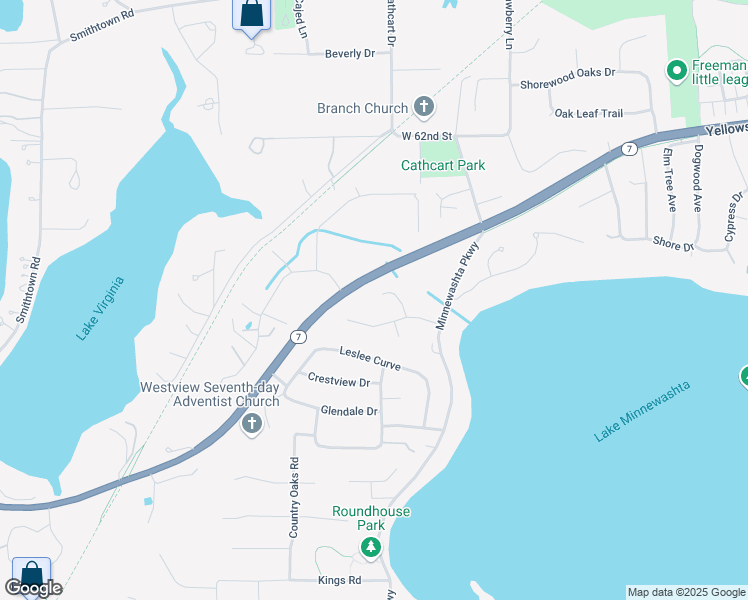 map of restaurants, bars, coffee shops, grocery stores, and more near 6510 Kirkwood Circle in Excelsior