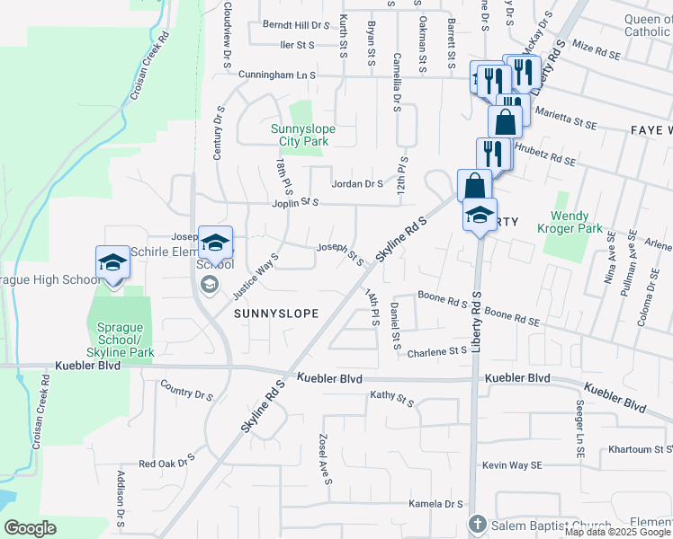 map of restaurants, bars, coffee shops, grocery stores, and more near 4846 Talisman Court South in Salem