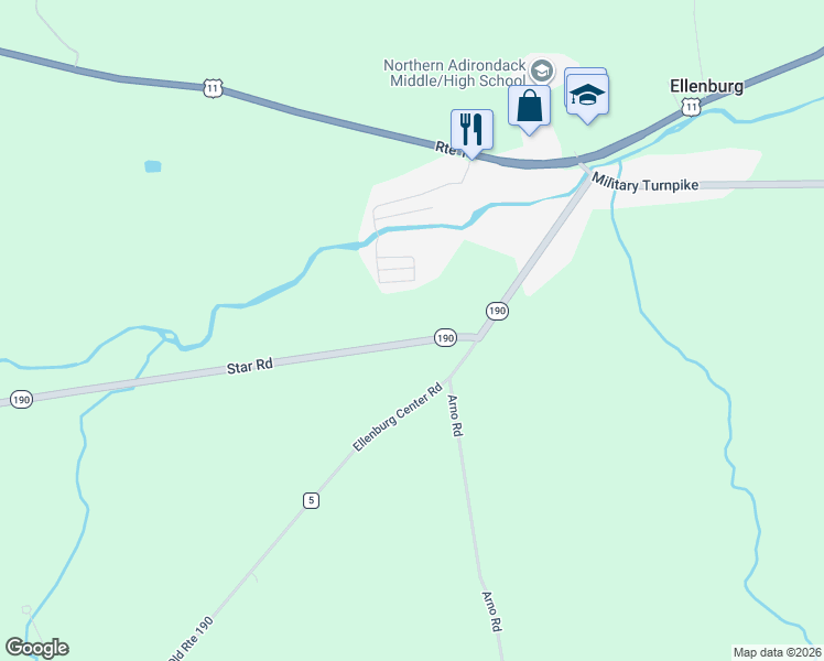 map of restaurants, bars, coffee shops, grocery stores, and more near 6734 Star Rd in Ellenburg Center
