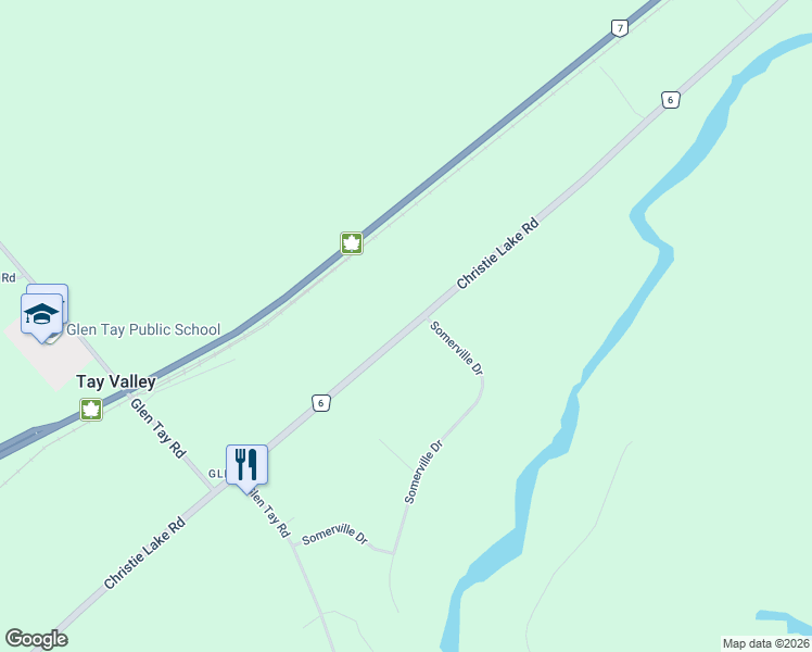 map of restaurants, bars, coffee shops, grocery stores, and more near 716 Christie Lake Road in Perth