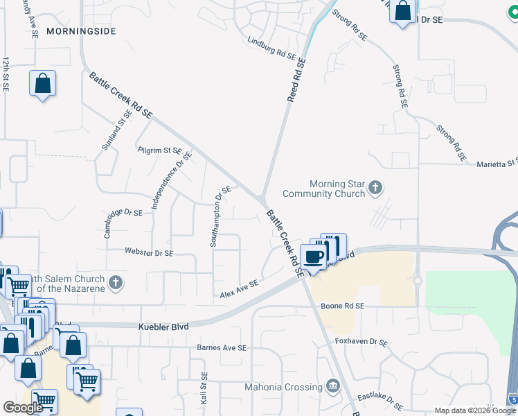 map of restaurants, bars, coffee shops, grocery stores, and more near 4658 Chatham Street Southeast in Salem