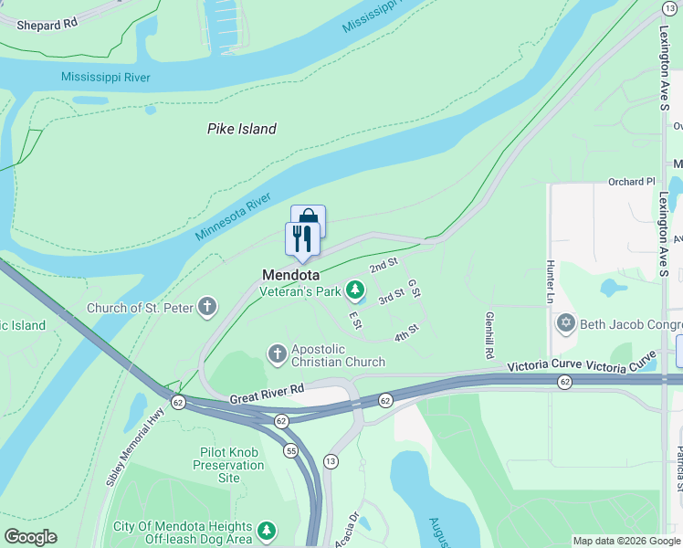 map of restaurants, bars, coffee shops, grocery stores, and more near in Mendota